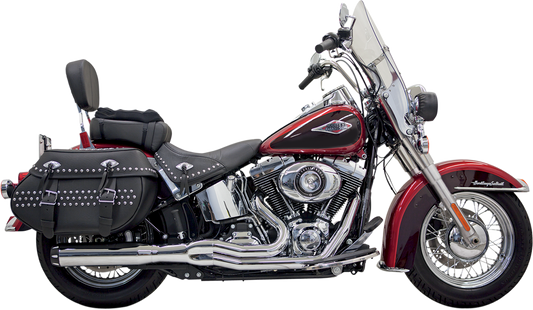 Bassani Xhaust B1 2:1 exhaust system for high-performance motors, featuring polished stainless steel pipes and brand logo.