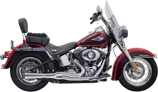 Chrome BASSANI XHAUST Mega Power Exhaust for FXS/FLS motorcycle, featuring a short design and polished finish.