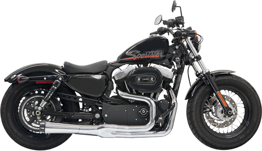 Chrome BASSANI XHAUST Mega Power Exhaust for Harley-Davidson XL 2004-2013, shown with mid/forward controls.