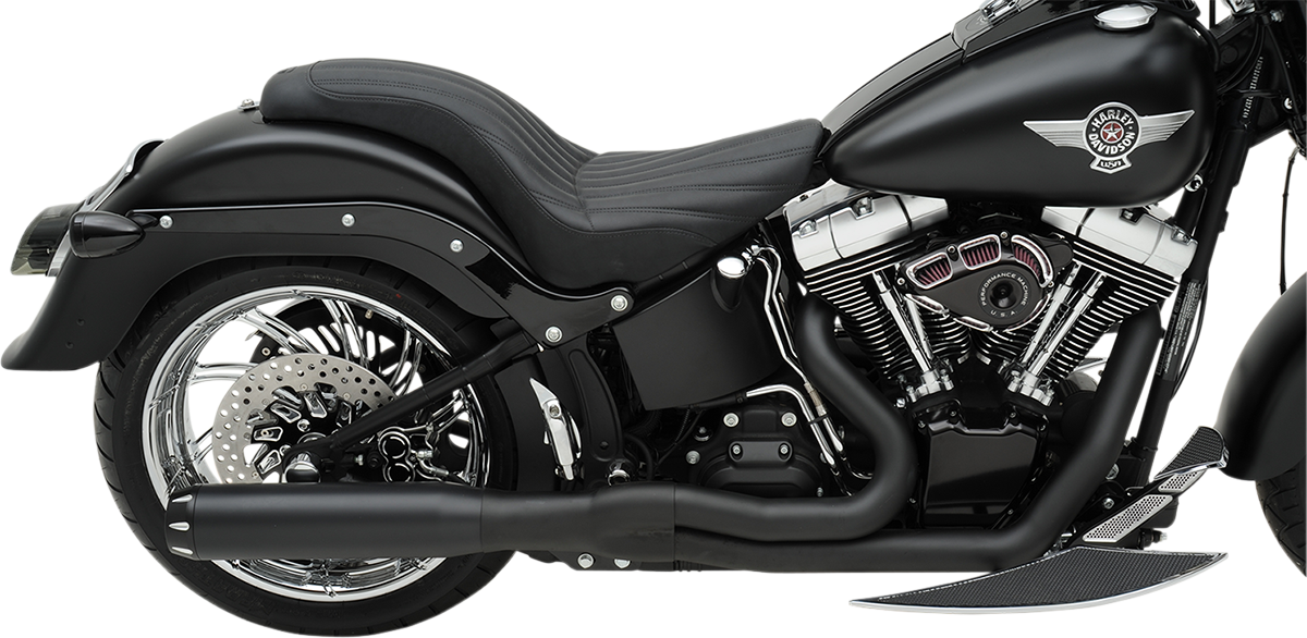 Black BASSANI XHAUST B1 2:1 exhaust system with part number 1S18RB, showcasing the sleek finish and detailed pipe design.
