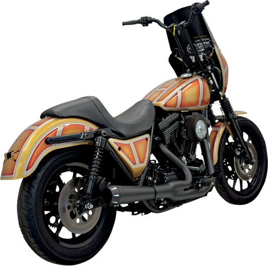 BASSANI XHAUST Road Rage 2:1 exhaust for Harley-Davidson FXR motorcycle, shiny chrome finish with dual outlet design