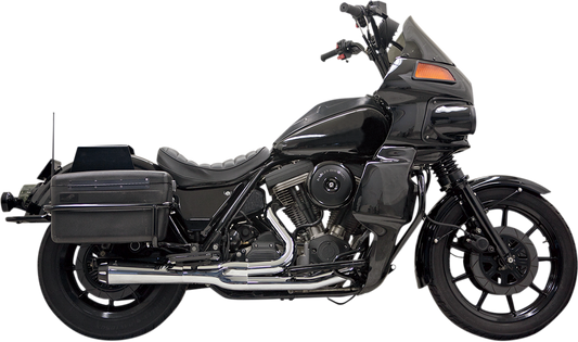 Chrome BASSANI XHAUST Road Rage 2:1 exhaust for FXR motorcycle, showing the polished metal finish and detailed design.