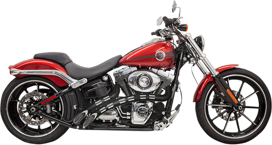BASSANI XHAUST Sweeper Exhaust with chrome and black finish, part number 1SD2FB, showcasing the sleek motorcycle exhaust design.