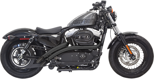 BASSANI XHAUST Radial Sweepers exhaust system for Harley XL in black, showing the sleek 1X2FB dual exhaust pipes.