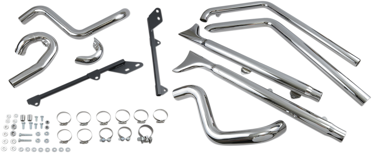 BASSANI XHAUST True Duals exhaust system with fishtail mufflers for Harley Softail motorcycle, shown in image 392926.