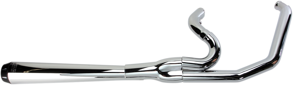 Chrome BASSANI XHAUST 13311R 2:1 megaphone exhaust for Harley-Davidson FXD 1991-2005 motorcycle, shown from side view.