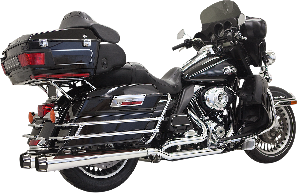 Chrome megaphone motorcycle exhaust from BASSANI XHAUST Down Under Exhaust 1F66R, featuring a sleek, polished finish.