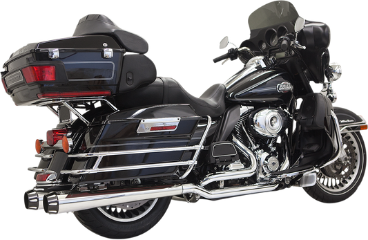 Chrome megaphone motorcycle exhaust from BASSANI XHAUST Down Under Exhaust 1F66R, featuring a sleek, polished finish.