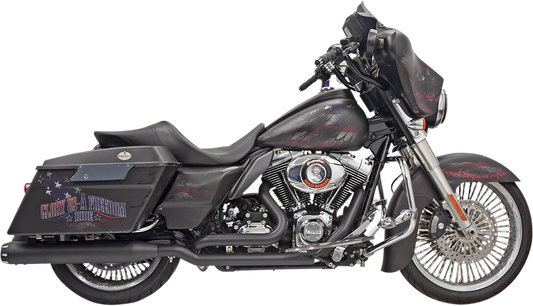 Black Bassani Xhaust Down Under motorcycle exhaust with straight-can design, model 1F76RB, featuring sleek and durable construction.