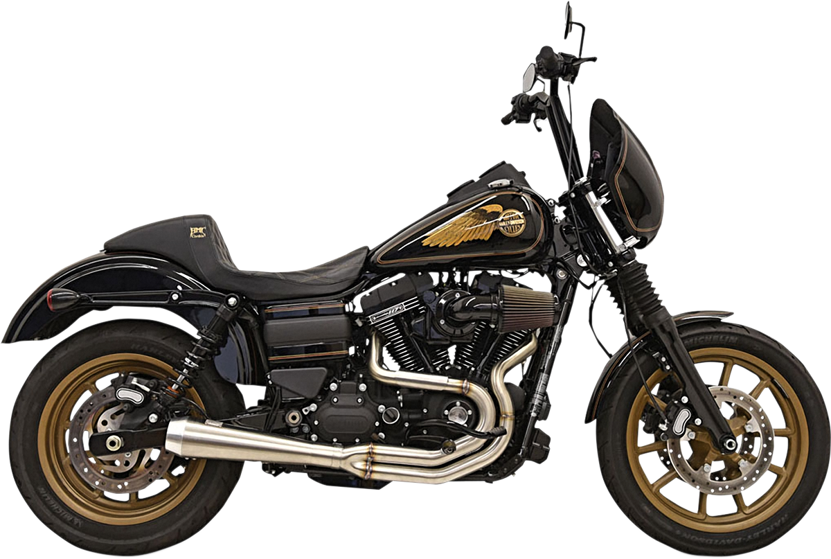 BASSANI XHAUST Greg Lutzka 2:1 exhaust for FXD motorcycle models, showing the polished chrome exhaust pipe and brand logo.