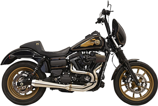 BASSANI XHAUST Greg Lutzka 2:1 exhaust for FXD motorcycle models, showing the polished chrome exhaust pipe and brand logo.