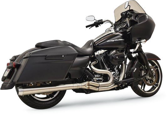 BASSANI XHAUST stainless steel megaphone exhaust system part 1F11SS with polished finish on a motorcycle.