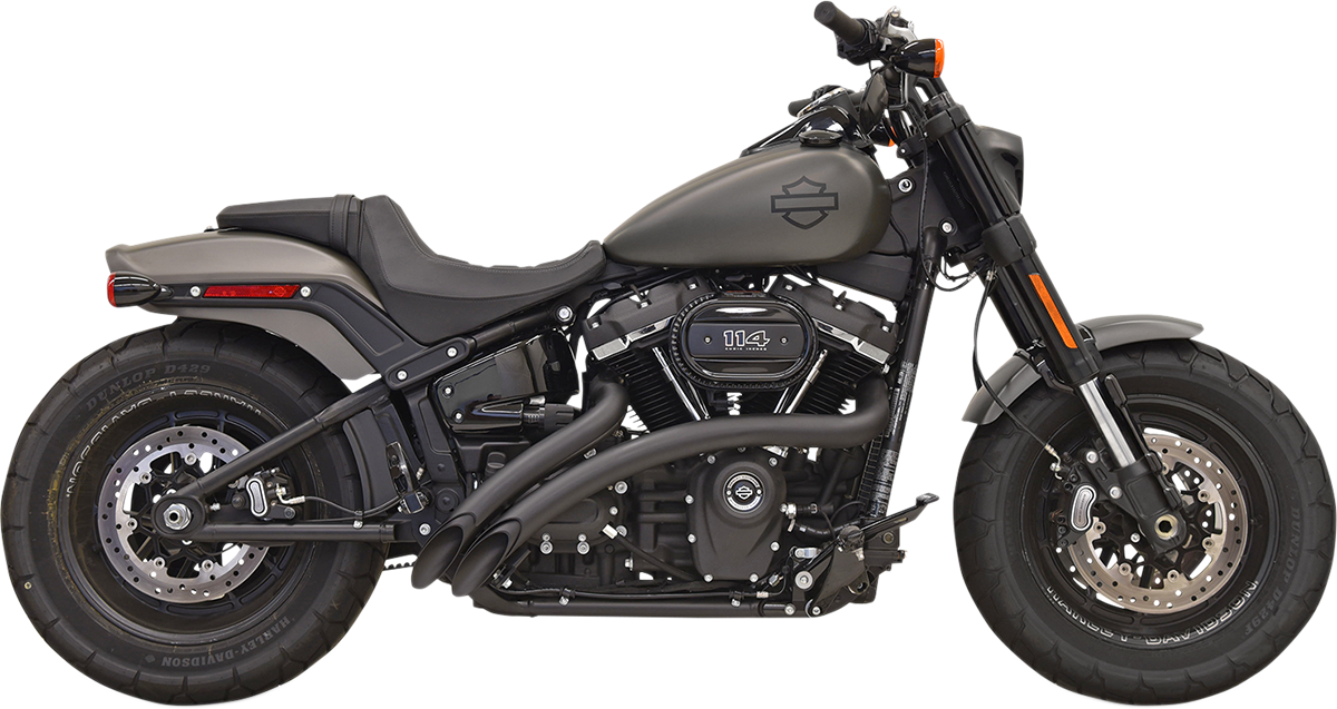Black BASSANI XHAUST Radial Sweepers exhaust system for motorcycles, featuring sleek design and durable construction.