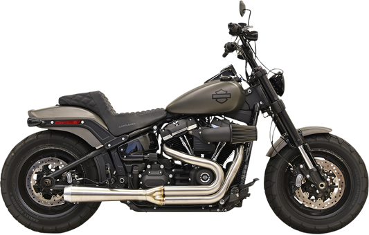 BASSANI XHAUST 2:1 stainless steel exhaust system with heat shields, model 1S72SS, showing polished pipes and heat-resistant shields.