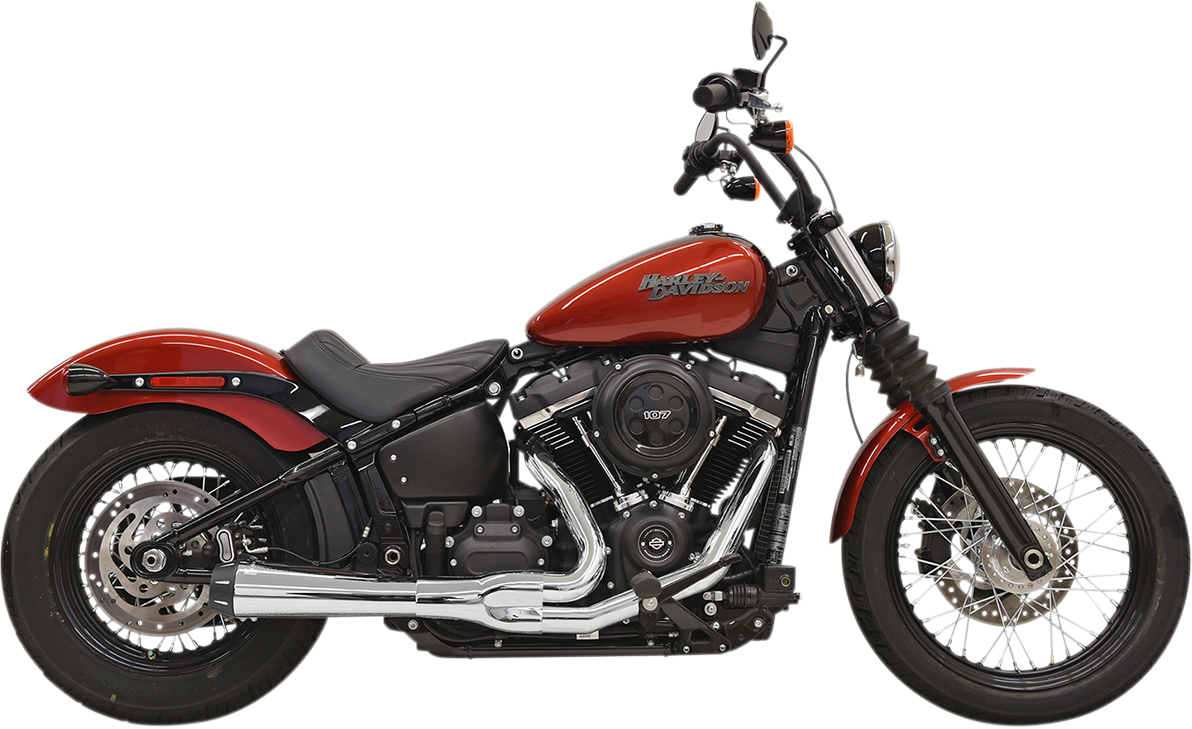 Chrome BASSANI XHAUST 2-into-1 Road Rage exhaust system with polished finish, designed for performance and style.