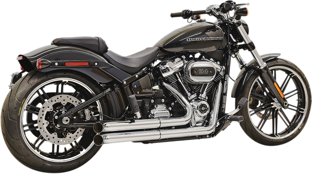 Chrome BASSANI XHAUST Pro Street exhaust for Softail motorcycles, featuring sleek design and polished finish.