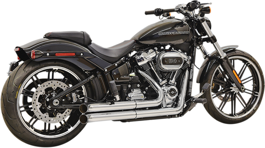 Chrome BASSANI XHAUST Pro Street exhaust for Softail motorcycles, featuring sleek design and polished finish.