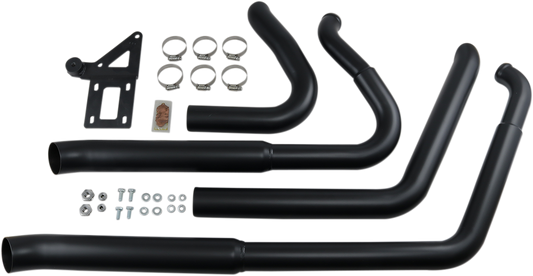 Bassani Xhaust Pro Street exhaust system for Softail motorcycle, featuring polished chrome finish and dual mufflers.