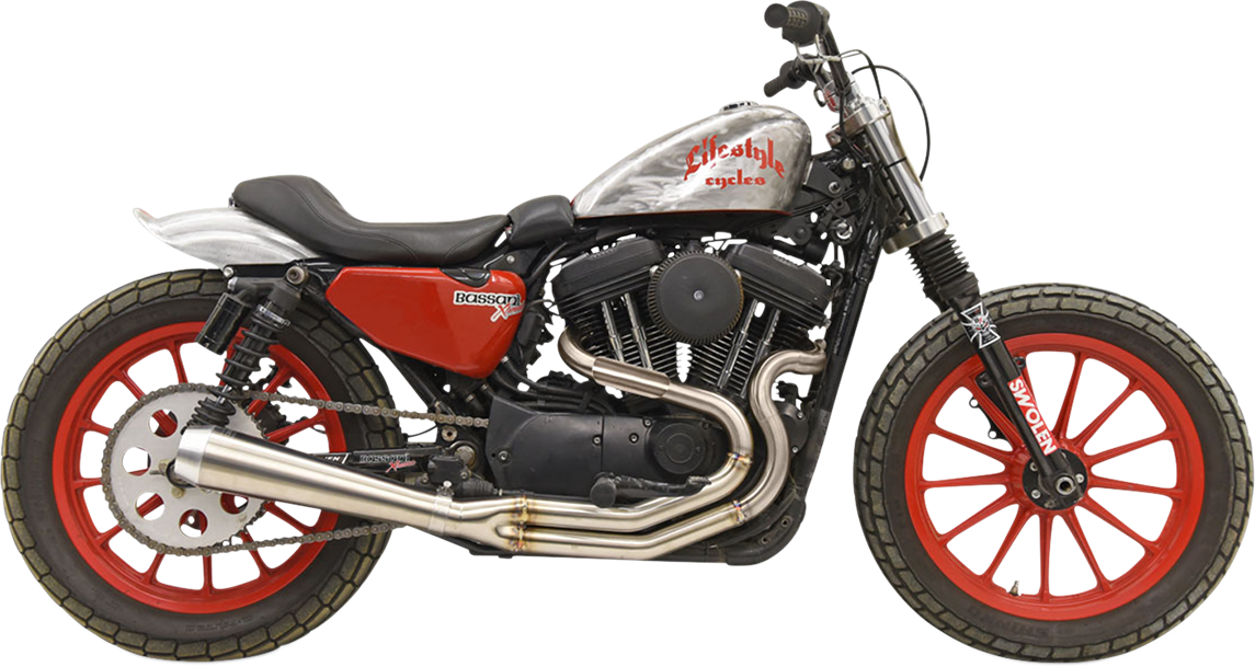 BASSANI XHAUST Road Rage 3 high output exhaust for Harley Sportster 1200 and up, shown in black with chrome accents.