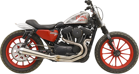 BASSANI XHAUST Road Rage 3 high output exhaust for Harley Sportster 1200 and up, shown in black with chrome accents.
