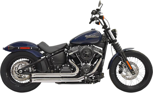 BASSANI XHAUST Pro Street chrome exhaust system with dual pipes and polished finish, part number 1S35D, on motorcycle.