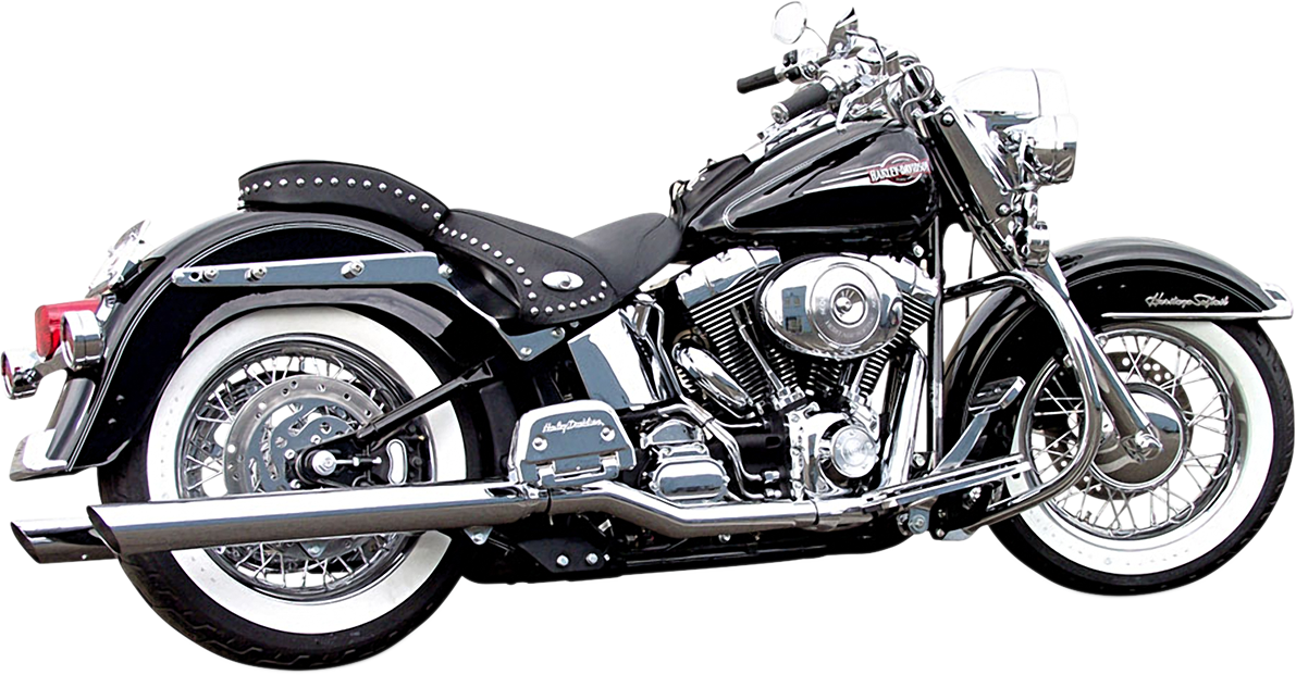 BASSANI XHAUST Slash-Up Chrome Slip-On Mufflers Part 31117B for Select Bassani True Dual Header Pipes