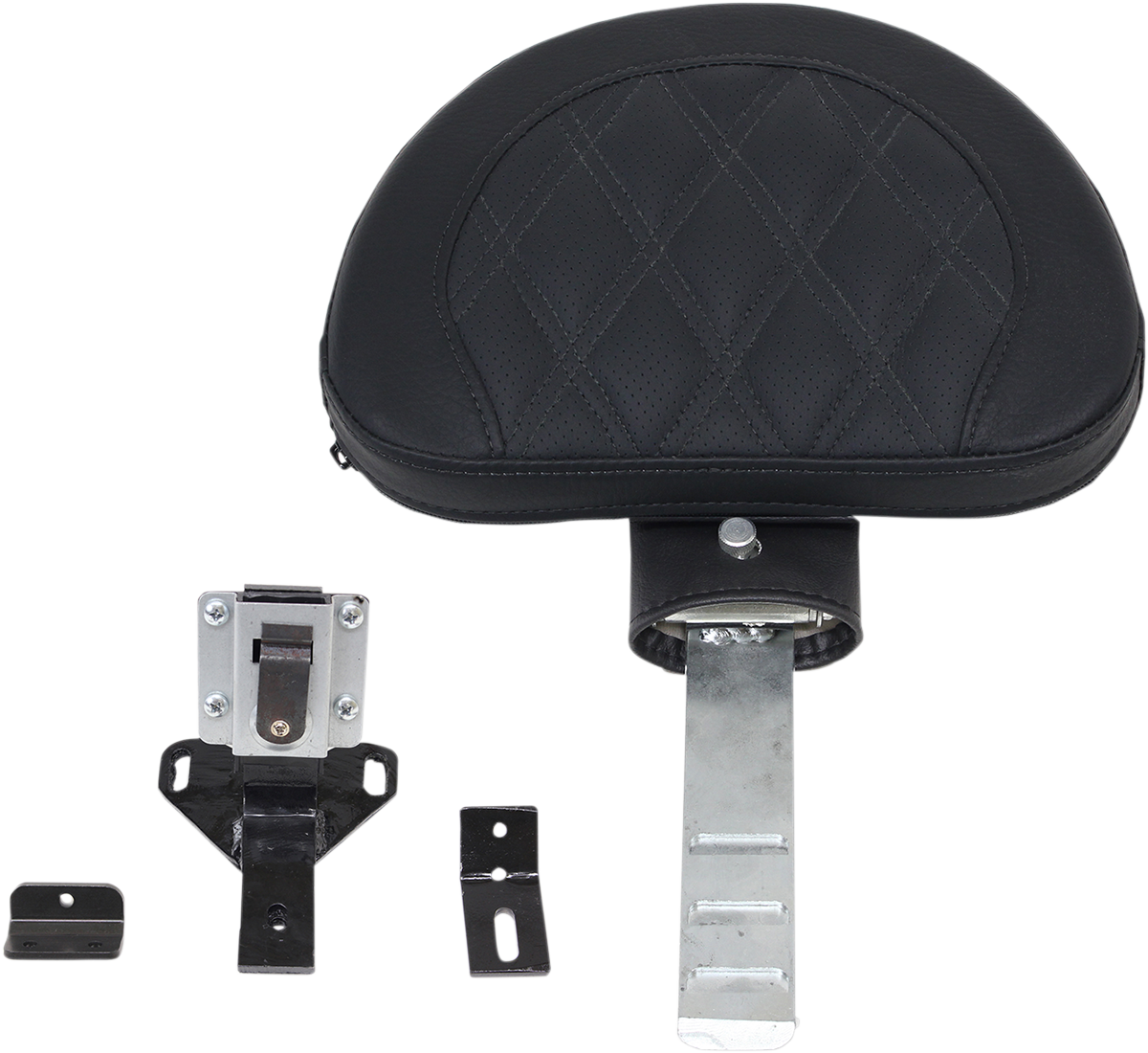 Lattice-stitched driver backrest seat by SADDLEMEN for motorcycles, featuring padded design and ergonomic support.