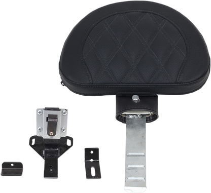 Lattice-stitched driver backrest seat by SADDLEMEN for motorcycles, featuring padded design and ergonomic support.