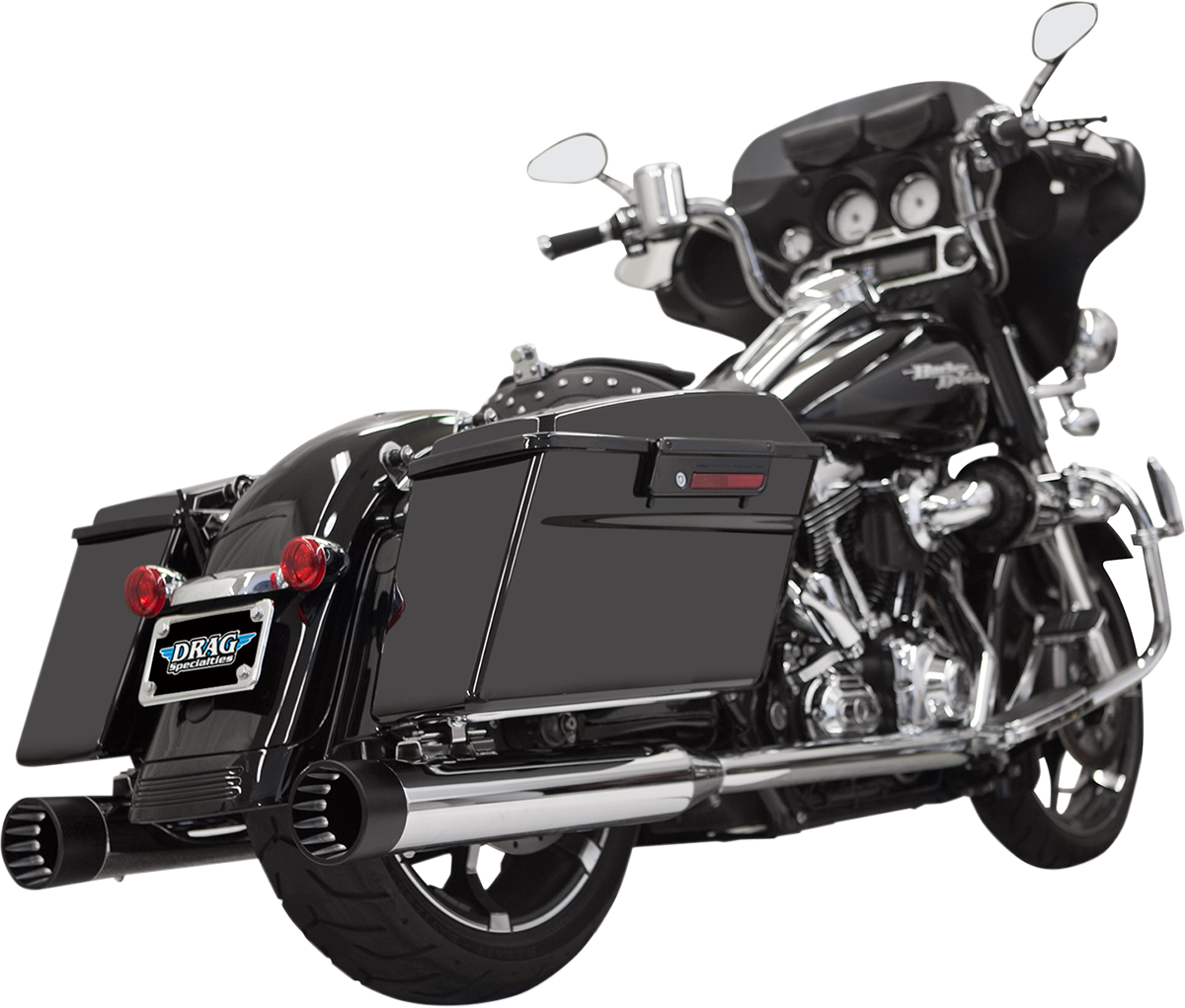 Bassani Exhaust DNT Straight Can Mufflers for Harley-Davidson FL 1995-2016 – Chrome and Black Finish