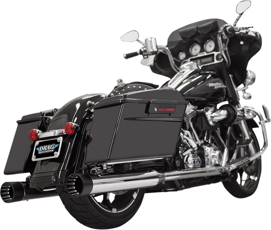 Bassani Exhaust DNT Straight Can Mufflers for Harley-Davidson FL 1995-2016 – Chrome and Black Finish