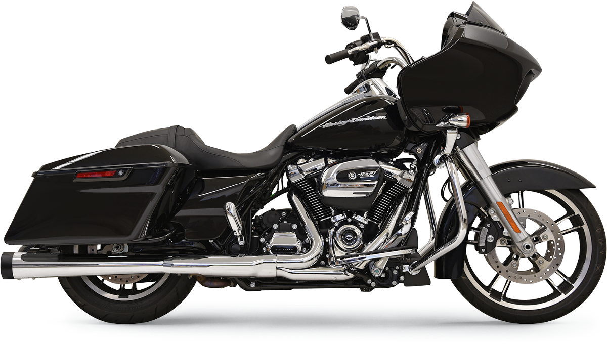 BASSANI XHAUST DNT Megaphone muffler with chrome and black finish, showcasing deep exhaust tone and sleek motorcycle exhaust design.