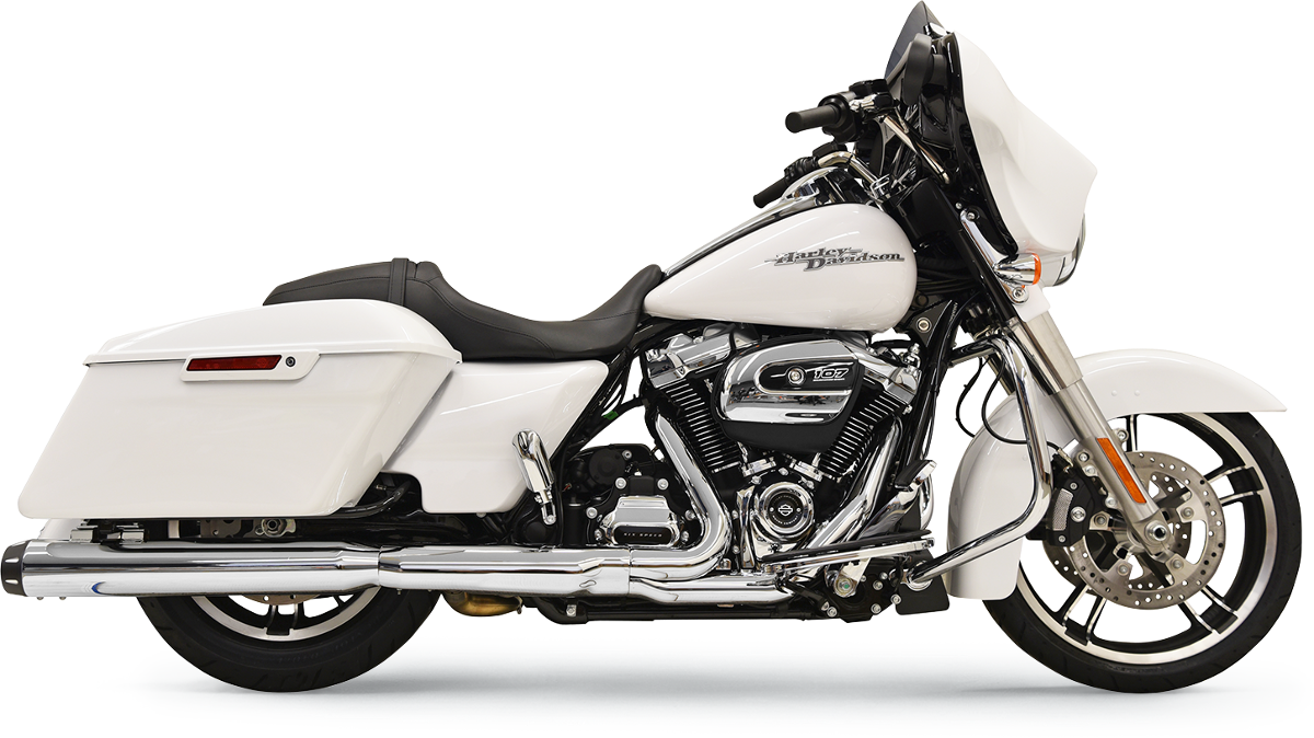 Chrome BASSANI XHAUST 4-inch Quick Change Series slip-on mufflers with polished finish and mounting hardware, part #1F742.