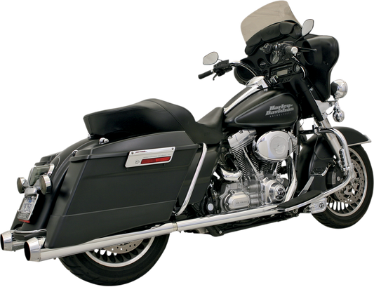 BASSANI XHAUST true dual crossover header pipes for Harley FL 2007-2008, featuring chrome finish and high-performance design
