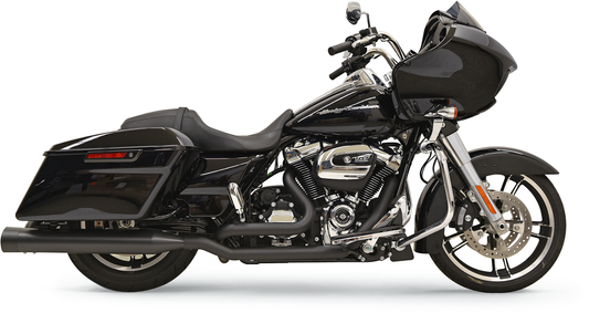 BASSANI XHAUST True-Dual Down Under Headpipes for M8 motorcycle in black, part number 11525A, installed on a bike.