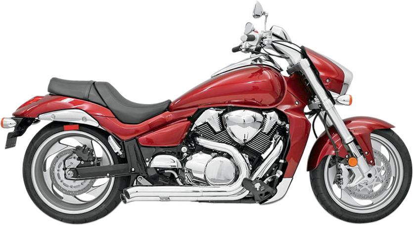 Chrome BASSANI XHAUST Pro Street Turn Out Exhaust for M109R motorcycle, featuring sleek chrome finish and distinctive design.