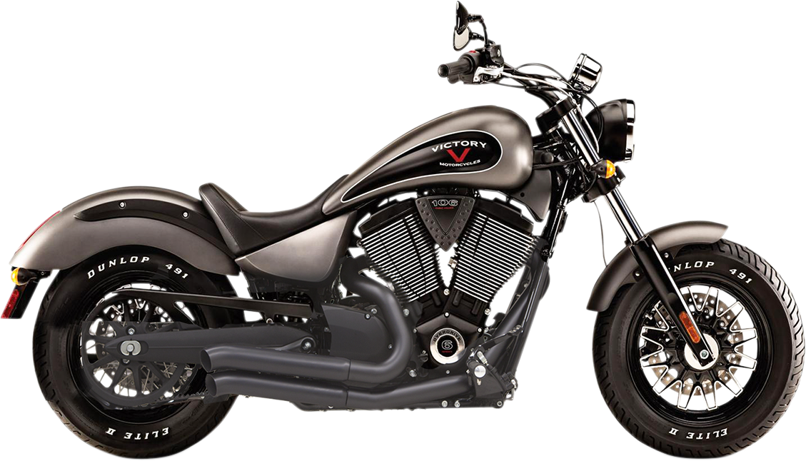 Black BASSANI XHAUST Pro-Street motorcycle exhaust with turnout, part number 6V23DB, shown from the side.