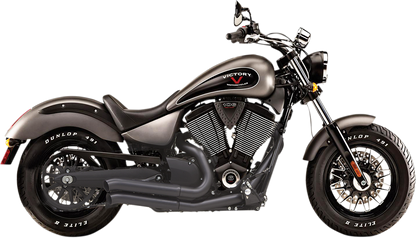 Black BASSANI XHAUST Pro-Street motorcycle exhaust with turnout, part number 6V23DB, shown from the side.