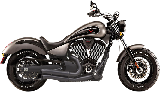 Black BASSANI XHAUST Pro-Street motorcycle exhaust with turnout, part number 6V23DB, shown from the side.