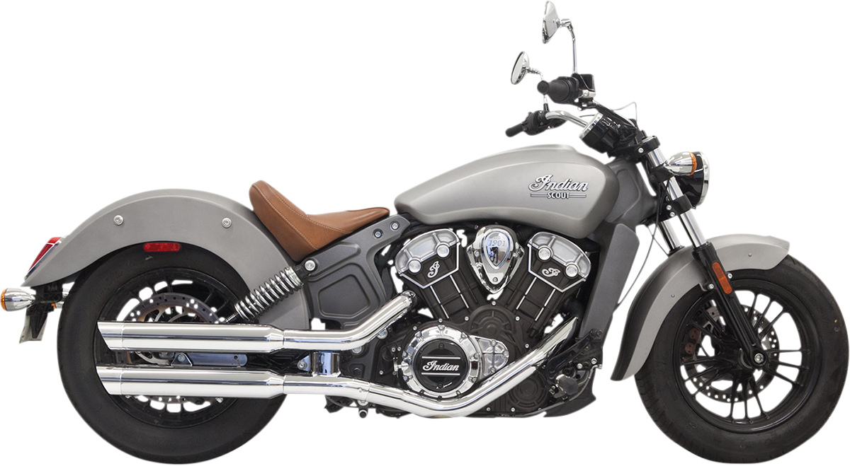 Chrome BASSANI XHAUST 3-inch mufflers for Scout 8S17SC, showcasing sleek, polished stainless steel finish and detailed branding.