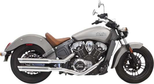 Chrome BASSANI XHAUST 3-inch mufflers for Scout 8S17SC, showcasing sleek, polished stainless steel finish and detailed branding.