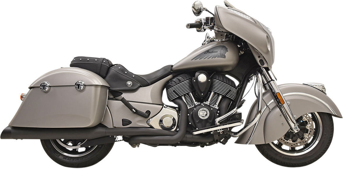 BASSANI XHAUST True Dual Exhaust System with black finish, featuring dual exhaust pipes and sleek design.