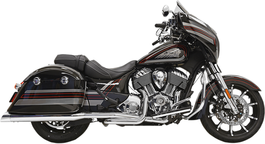BASSANI XHAUST true dual exhaust system with chrome finish, featuring polished pipes and dual mufflers for motorcycle or car.