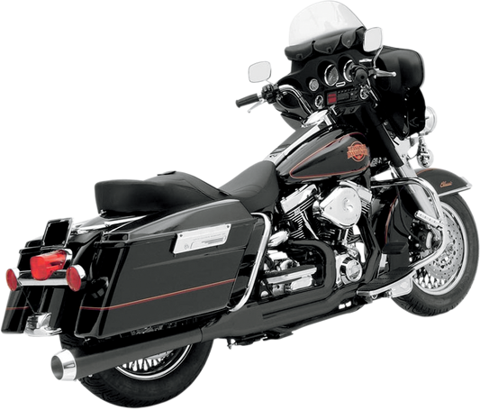 Black Bassani Xhaust heat shield set for motorcycle exhaust, featuring durable metal construction and sleek black finish.