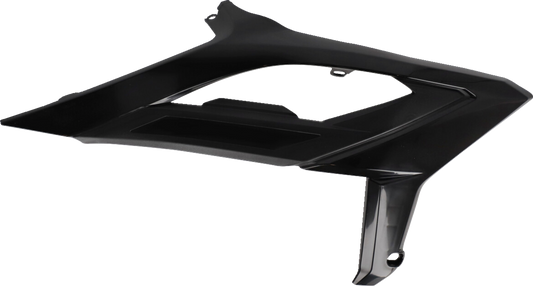Black Acerbis radiator shrouds for motorcycle body protection, designed by Bill's Exhausts.
