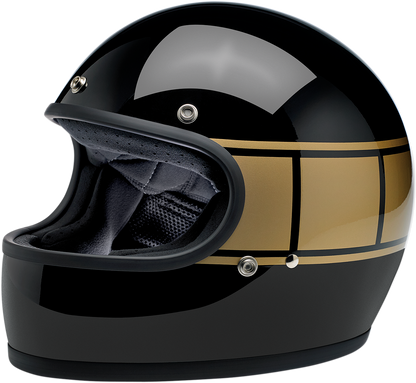 BILTWELL Gringo Helmet in glossy black Holeshot design, XS size, featuring a sleek, aerodynamic motorcycle helmet with matte finish.
