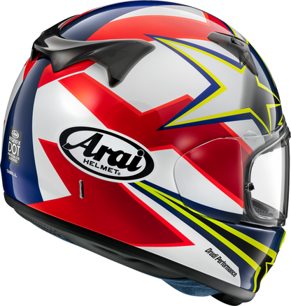 Arai Helmets Regent-X Stars & Stripes Dark XL motorcycle helmet with patriotic star design and dark visor, front view.