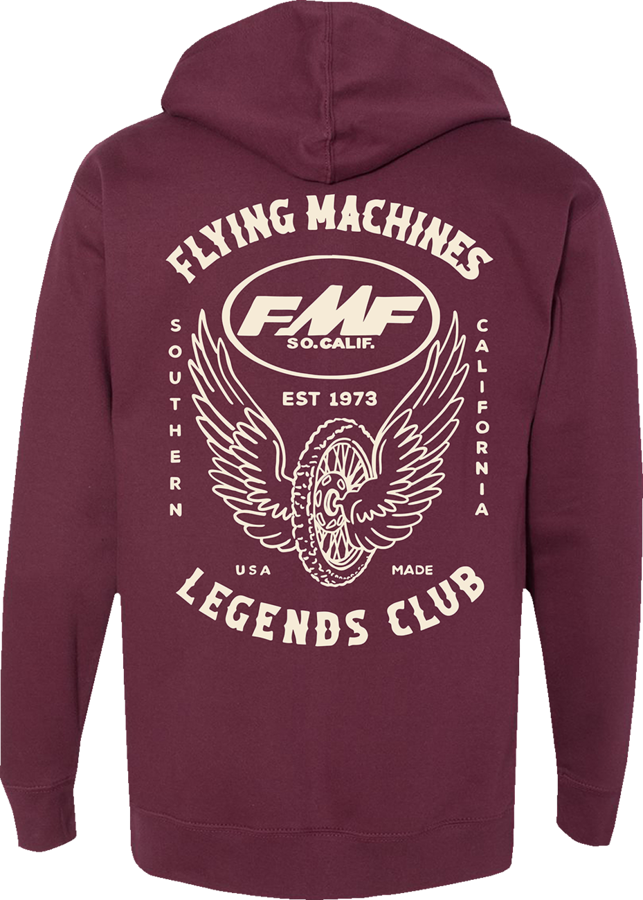 Maroon FMF Loyalty hoodie in 2XL with front pocket and drawstring hood, made from soft fabric for comfortable casual wear.