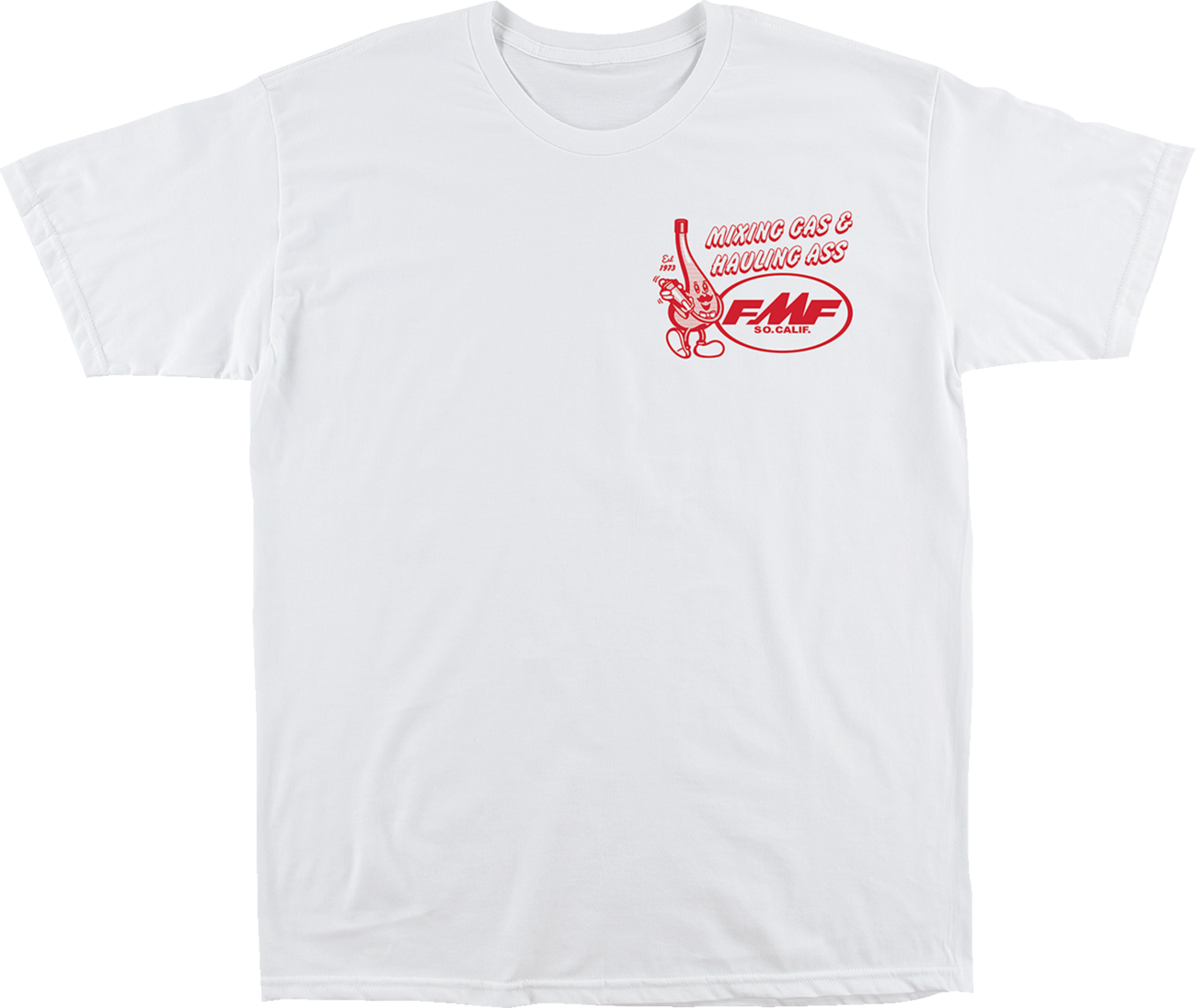 White FMF Top Shelf T-Shirt in large size with front graphic design, casual style and comfortable fit.