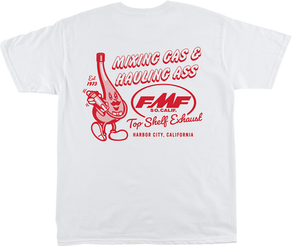 White FMF Top Shelf T-Shirt in medium size, featuring a comfortable fit and classic design.