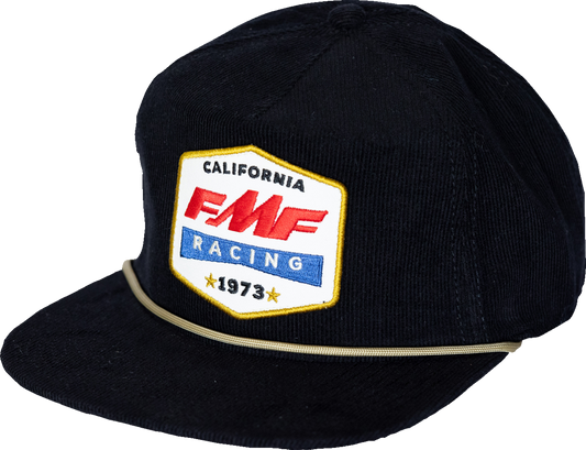 Black FMF Southwick hat with adjustable strap and curved brim, featuring the FMF logo embroidery.